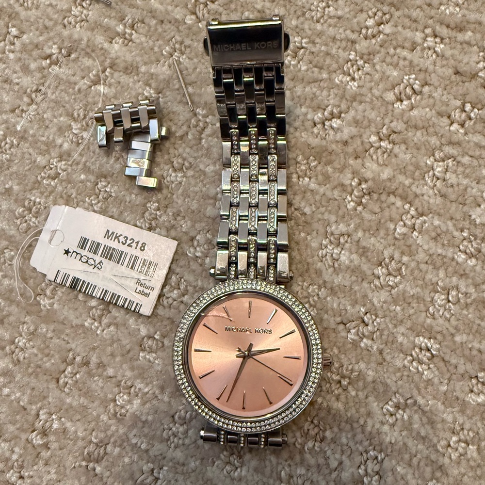 Michael Kors Silver Watch with rose gold Dial